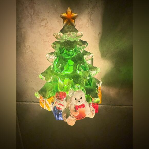 Holiday Other - Wall light of a Christmas tree and presents with a teddy bear 6 " tall